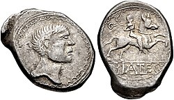 Biatec, presumably a king, who appeared on the Celtic coins minted by the Boii at the current location of Bratislava, 1st century B.C.