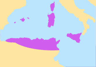 The Vandal Kingdom at its maximum extent in the 470s