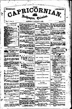 Front page of The Capricornian, 9 January 1875