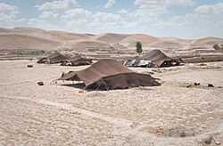 Tents of Pashtun nomads in Badghis Province, Afghanistan. They migrate from region to region depending on the season.