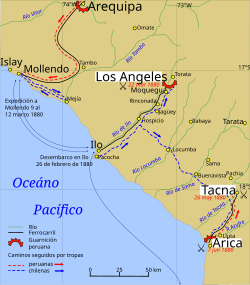 Landing and deployment of Chilean and Allied troops during the Campaign of Tacna and Arica from January to June 1880.