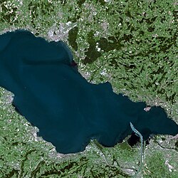 Eastern part of Upper Lake Constance seen from Spot satellite.