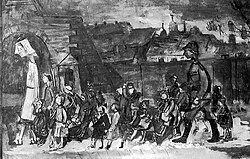 The Białystok children, drawn by Theresienstadt prisoner Otto Ungar