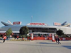 Exterior of Arrowhead Stadium in 2019