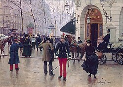Le boulevard des Capucines et le théâtre du Vaudeville, by Jean Béraud, 1889