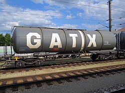 A tank car in Germany, used to carry liquids and gases