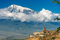 The 7th-century Khor Virap monastery in the shadow of Mount Ararat, the peak on which Noah's Ark is said to have landed during the biblical flood.