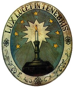 Waldensian symbol Lux lucet in tenebris ("Light glows in the darkness")