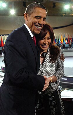 Fernández with U.S. president Barack Obama, 2009
