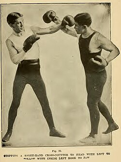 Boxer (left) using a wedge block