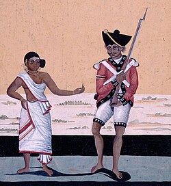 c. 1810 illustration of a Madras Army sepoy and his wife