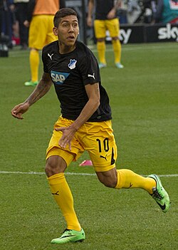 Firmino playing for TSG Hoffenheim in 2014