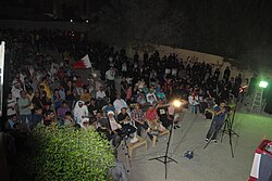 Several people held a sit-in in solidarity with human rights activist Nabeel Rajab.