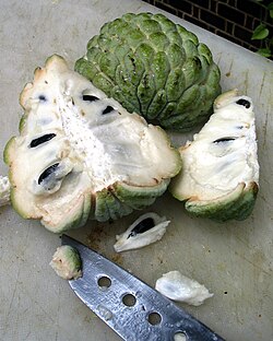 A sugar apple fruit forms from the pistils and receptacle of one flower.