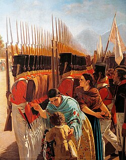 Patriot troops being inspected before the crossing