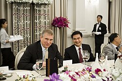 Andrew with Thailand's Prime Minister Abhisit Vejjajiva in October 2009
