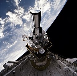 An Air Force Space Command Defense Support Program missile warning spacecraft deploys from the Space Shuttle Atlantis on the STS-44 mission