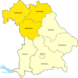 The Bavarian provinces of Upper, Middle and Lower Franconia