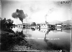Steamboats at wharf at Okanogan, Washington, May 1909