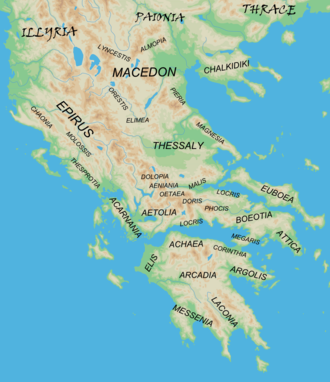 Major regions of mainland ancient Greece and adjacent "barbarian" lands