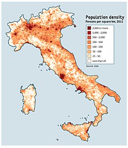 Map of Italy's population density (2011 census)