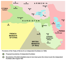 Provisions of the Treaty of Sèvres for an independent Kurdistan (in 1920)
