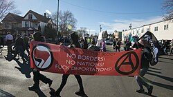 Anarchist protest against borders and deportations in Minneapolis, United States