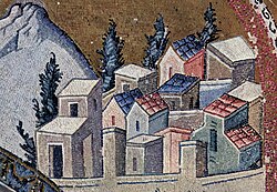 Nazareth as depicted on a Byzantine mosaic (Chora Church, Constantinople)