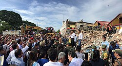 The president of Mexico, Enrique Peña Nieto, visit Juchitán, after the 2017 Chiapas earthquake.