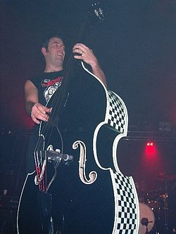 Scott Owen, double bass player for Australian rock band The Living End