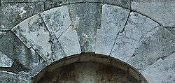 Joggled voussoir arch, located at the Mausoleum of Theodoric in Ravenna, Italy. (520 CE)