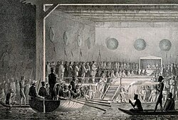 British adventurer James Brooke negotiating with the Sultan of Brunei, which led to the signing of the Treaty of Labuan, 1846