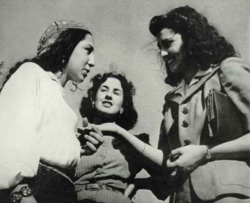 Romani woman conducting a palm reading in Chile, 1944