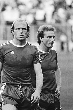 Hoeneß (left) in a match in 1982