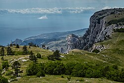 View from the western slope of Mount Ai-Petri of the Ai-Petri plateau, in Crimea designated by the Ukrainian government as a natural heritage site