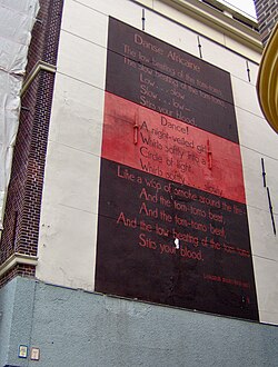 The poem "Danse Africaine" on a wall of the building at the Nieuwe Rijn [nl] 46, Leiden, Netherlands