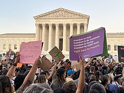 Protesters in front of the U.S. Supreme Court Building in June 2022