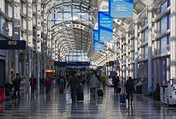Concourse B inside O'Hare International Airport, one of the world's busiest airports