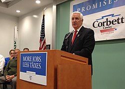 Corbett in November 2013 during his reelection campaign tour