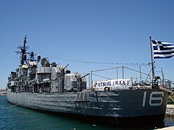 Velos (D16) as a naval museum in the Gulf of Faliro in Athens, 3 June 2006, 64 years after her launch