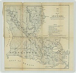 An 1860 survey of Louisiana showing "rejected claim of the Baron de Bastrop" along the Ouachita River