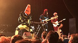 TWRP (from left to right: band members Doctor Sung, Commander Meouch and Lord Phobos) became Ninja Sex Party's backup band in 2015.