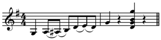 G run in G major variation[4] contains slurs indicating both hammer-ons and a pull-off