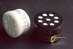 A typical radon test kit