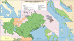 The Venetian Republic between 1718 and 1797 with its administrative subdivisions