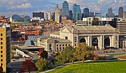 Downtown Kansas City looking over Union Station from the Liberty Memorial