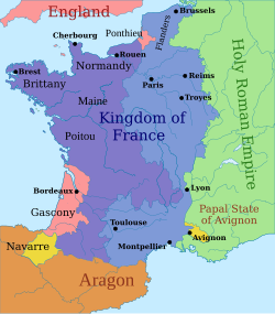 France in 1328 Lands of the "Angevin Empire" lost by English kings 1204–1327 King of England's remaining lands