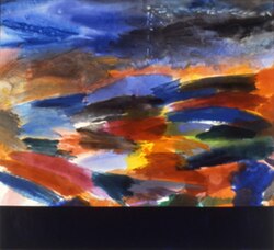Ronnie Landfield, The Deluge, 1999, acrylic on canvas, 270 by 300 cm (9 by 10 ft)