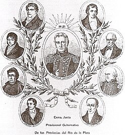 1897 lithograph of the members of the Primera Junta