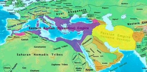 Byzantine and Sasanian empires in 600